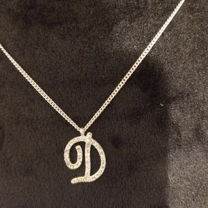 Silver letter D necklace 18 in